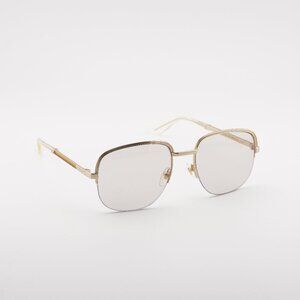 Gucci GG0777S 001 Sunglasses Gold Square Frame, Transparent Lenses
